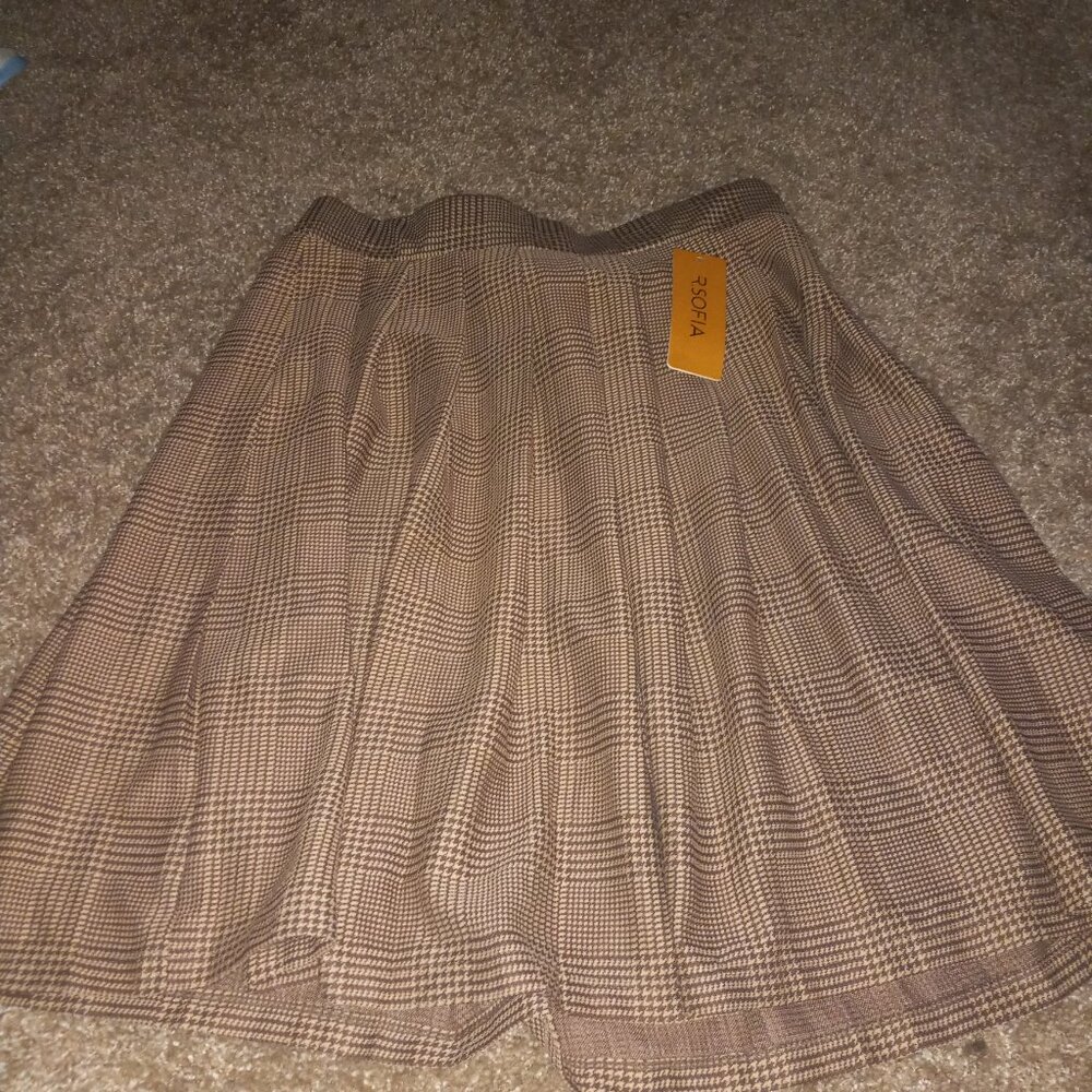 Pleated Plaid Brown Women's L SKIRT